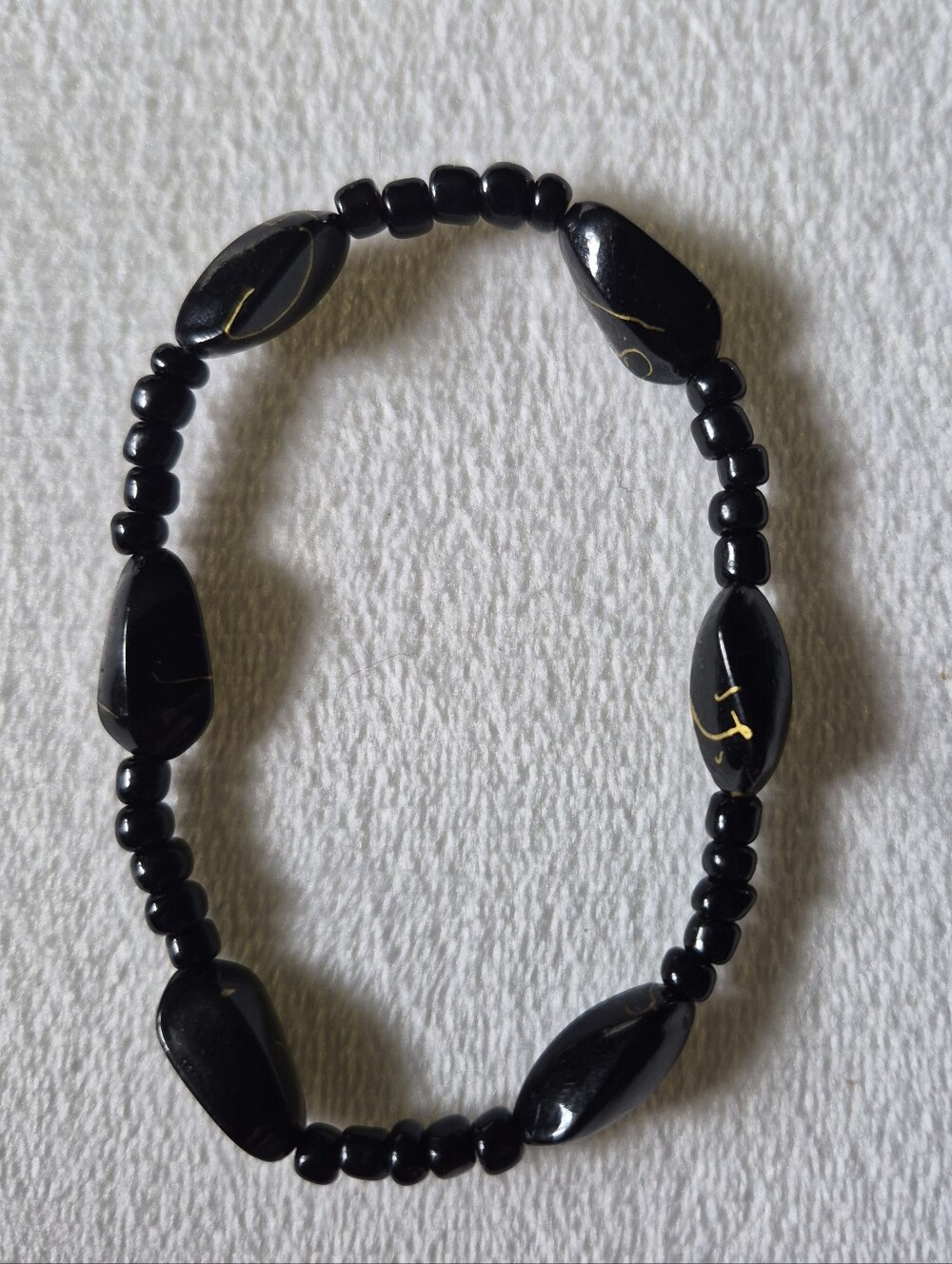 Black Beaded Stretch Bracelet - Elegant Women’s Jewelry